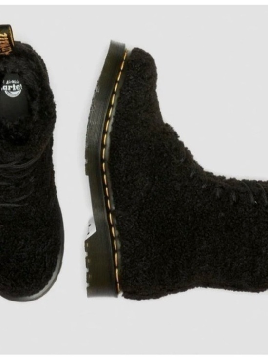 Dr. Martens Shoes - Dr. Martens Black Sherpa Lace-Up Women's Boots